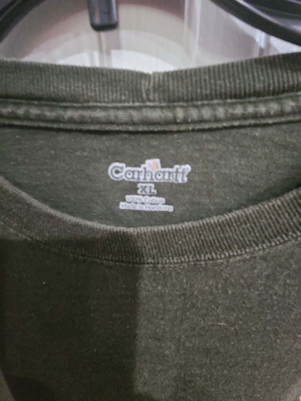 Vintage Carhartt Workwear Spell Out Graphic Green Long Sleeve Tee Shirt (fits Ad - Picture 3 of 6